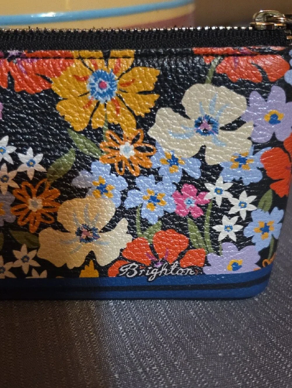 Brighton Black Multicolor Floral Zip Cosmetic Pouch